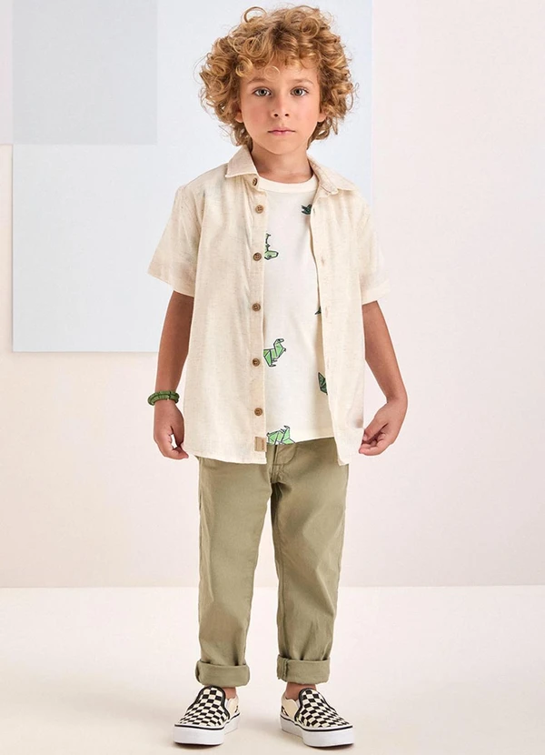 Youccie - Camisa de Linho Cru de Manga Curta Cru 3