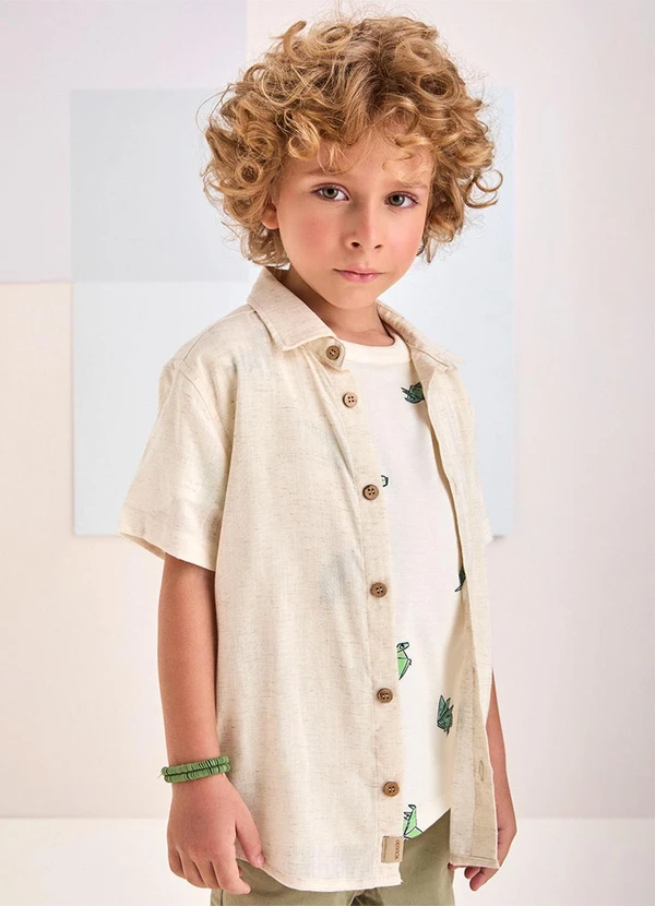 Youccie - Camisa de Linho Cru de Manga Curta Cru 5