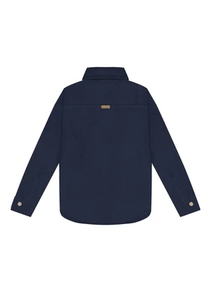 Alakazoo - Camisa de Mangas Longas em Sarja com Botões Azul - ALAKAZOO