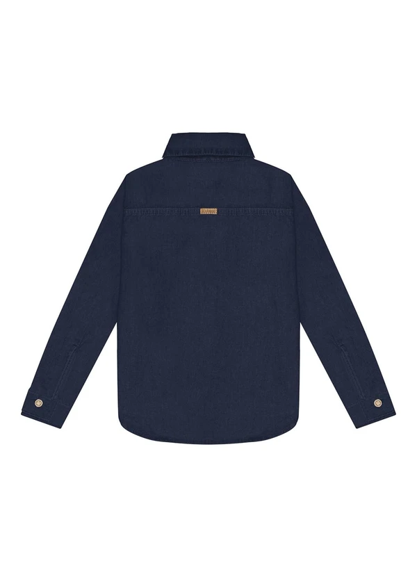 Alakazoo - Camisa de Mangas Longas em Sarja com Botões Azul 2