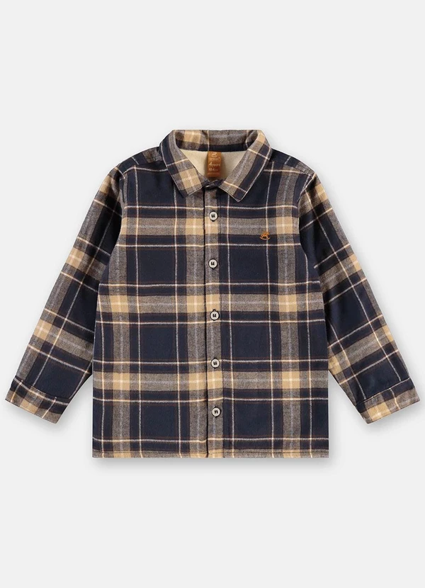 Up Baby - Camisa em Flanela Xadrez com Forro Azul 3