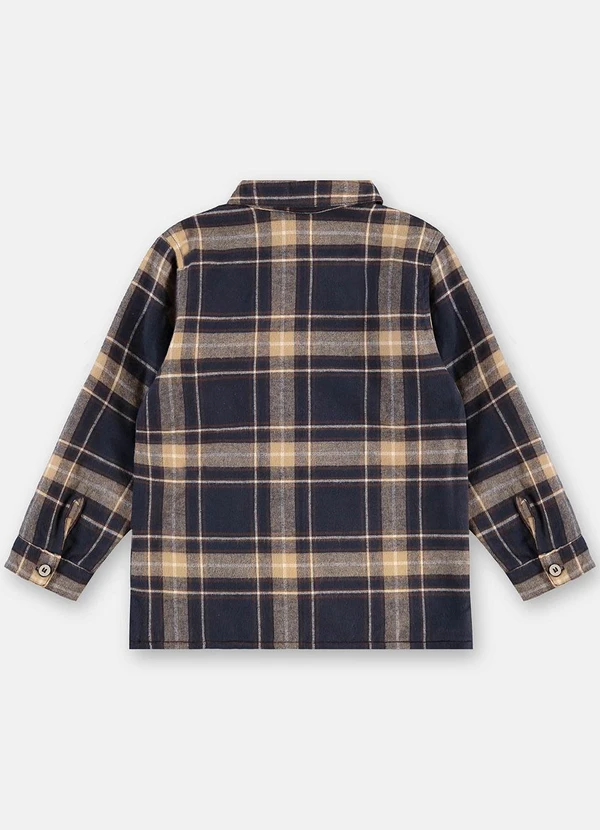 Up Baby - Camisa em Flanela Xadrez com Forro Azul 4