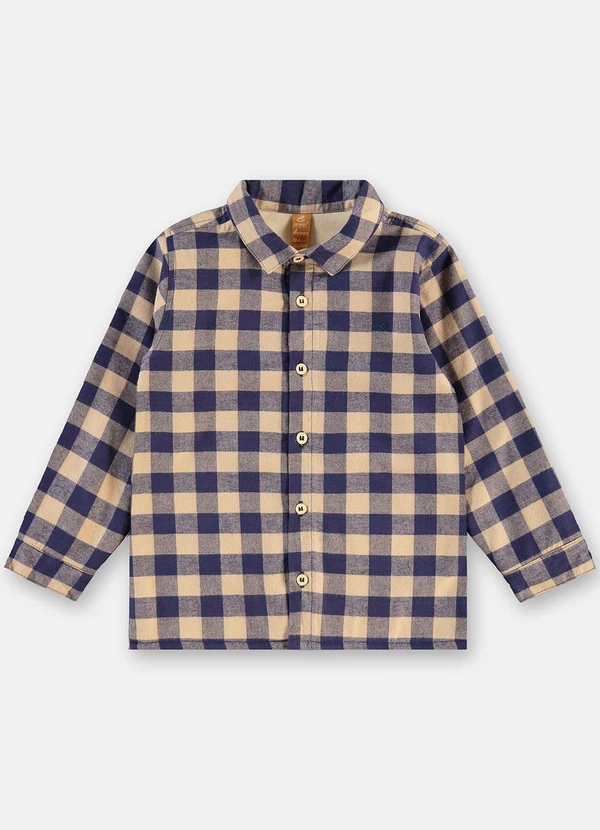 Up Baby - Camisa em Flanela Xadrez com Forro Azul 3
