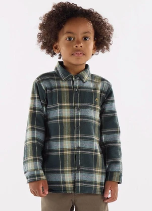 Up Baby - Camisa em Flanela Xadrez com Forro Verde - UP BABY