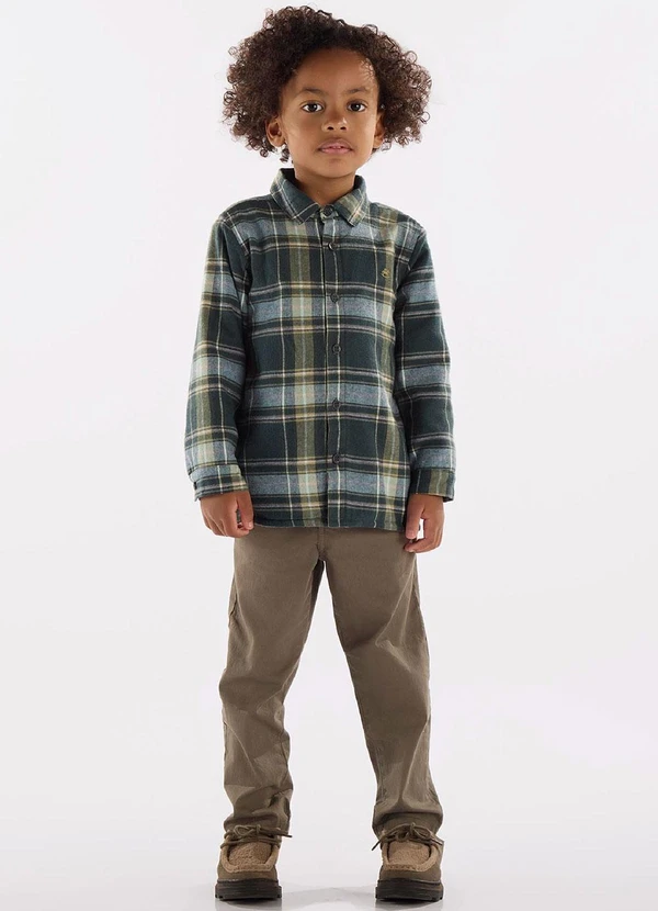 Up Baby - Camisa em Flanela Xadrez com Forro Verde 2