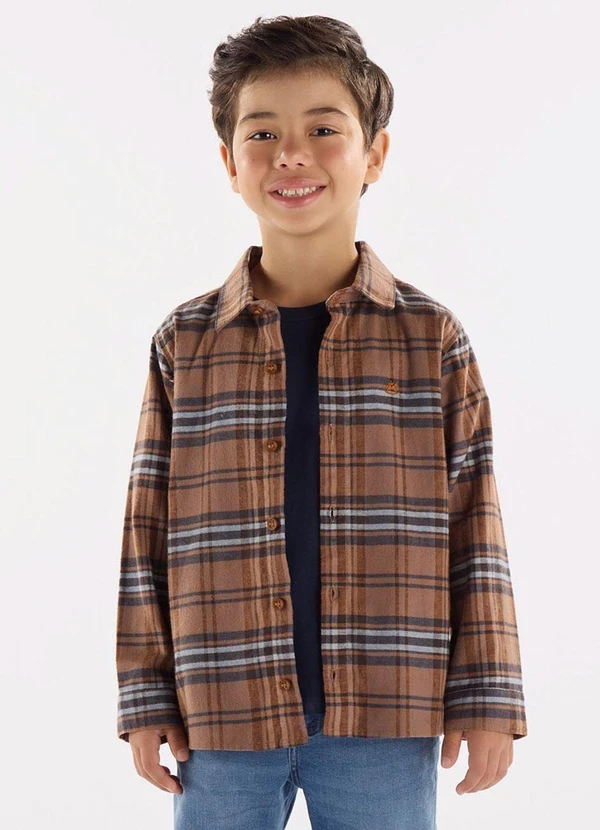 Up Baby - Camisa em Flanela Xadrez Marrom