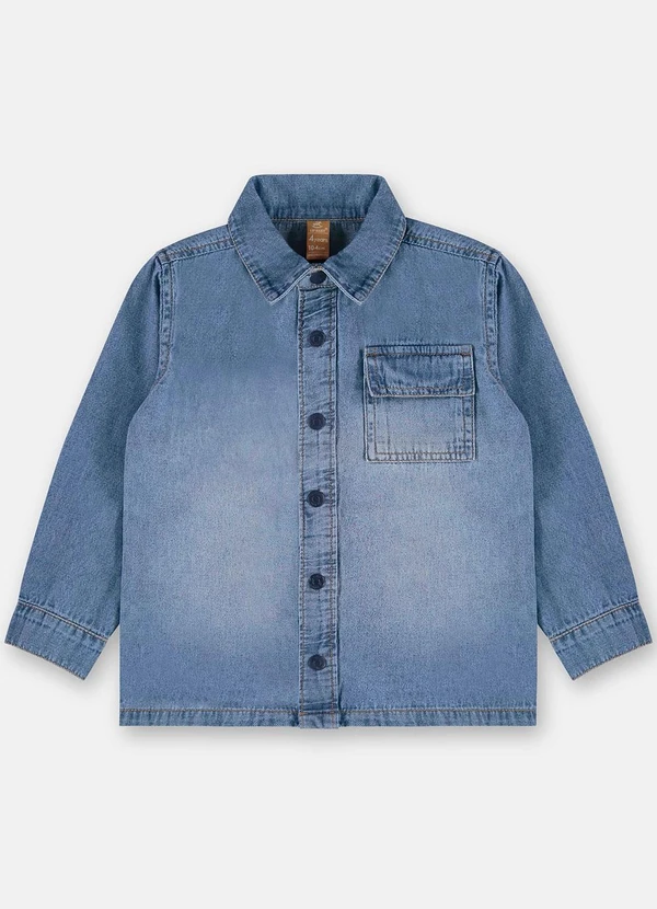 Up Baby - Camisa em Jeans de Mangas Longas Azul 4