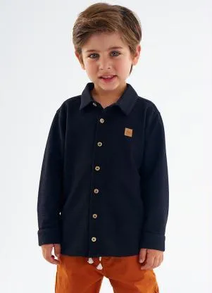 Up Baby - Camisa em Malha Texturizada Preto - UP BABY