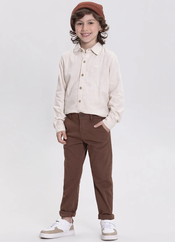 Alakazoo - Camisa em Sarja com Botões Branco 3