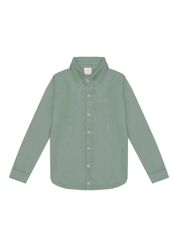 Alakazoo - Camisa em Sarja com Botões Verde