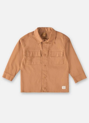 Up Baby - Camisa em Sarja Infantil Menino Marrom - UP BABY