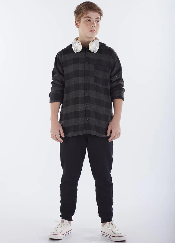 Pulla Bulla - Camisa Flanela Fio Tinto e Moletinho Cinza 2