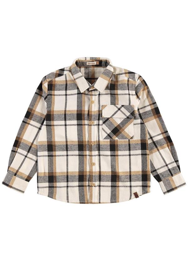 Carinhoso - Camisa Flanelada Xadrez Menino Bege 3