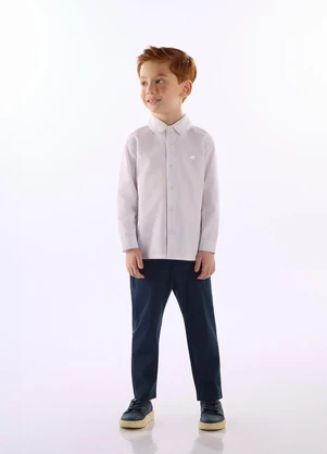 Up Baby - Camisa Infantil Clássica em Algodão Branco - UP BABY