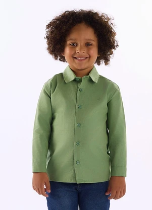 Up Baby - Camisa Infantil Clássica em Algodão Verde - UP BABY