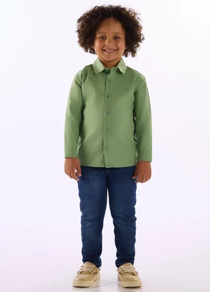 Up Baby - Camisa Infantil Clássica em Algodão Verde - UP BABY