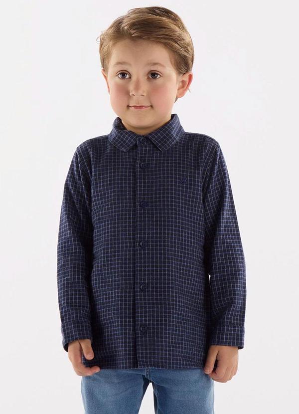 Up Baby - Camisa Infantil em Flanela Xadrez Azul