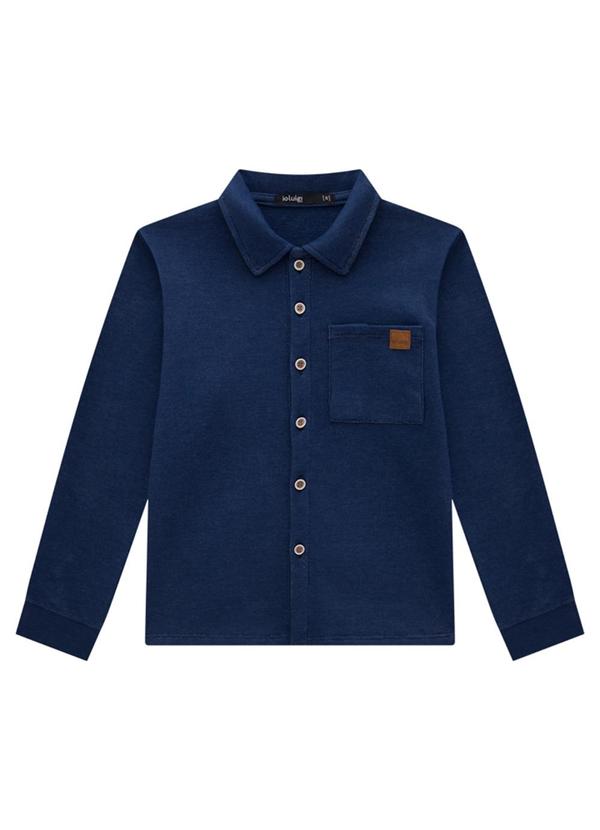 Ioluig - Camisa Infantil em Malha Alfaiataria Dupla Azul