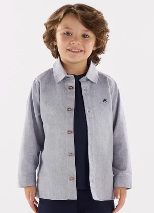 Up Baby - Camisa Infantil em Tecido Oxford Azul - UP BABY