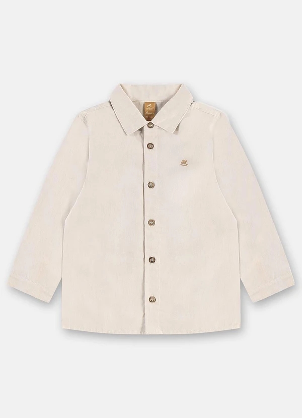 Up Baby - Camisa Infantil em Tecido Oxford Bege 3