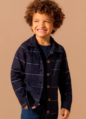 Bugbee - Camisa Infantil Flanela Azul - BUGBEE