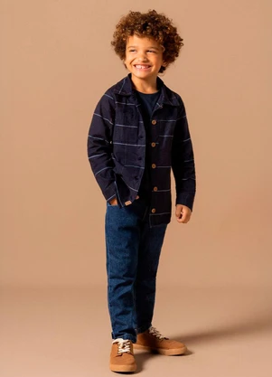 Bugbee - Camisa Infantil Flanela Azul - BUGBEE