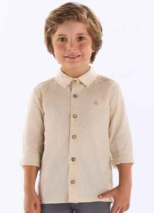 Up Baby - Camisa Infantil Linho e Algodão Bege - UP BABY