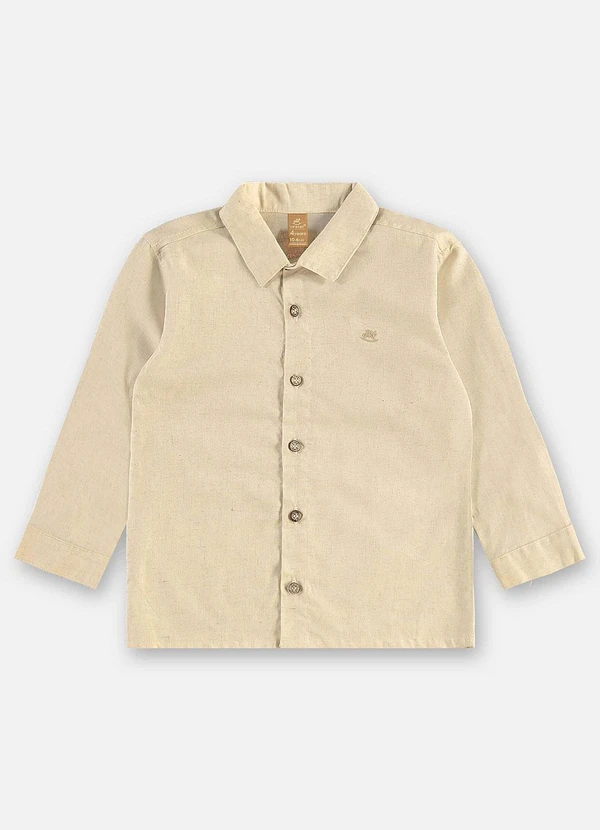Up Baby - Camisa Infantil Linho e Algodão Bege 4
