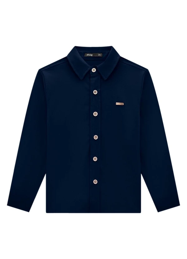 Ioluig - Camisa Infantil Manga Longa em Tricoline Azul 3