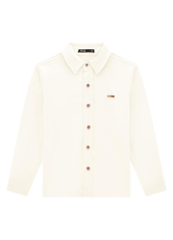 Ioluig - Camisa Infantil Manga Longa em Tricoline Bege