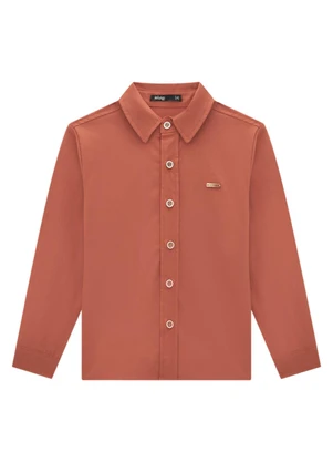 Ioluig - Camisa Infantil Manga Longa em Tricoline Laranja - IOLUIG