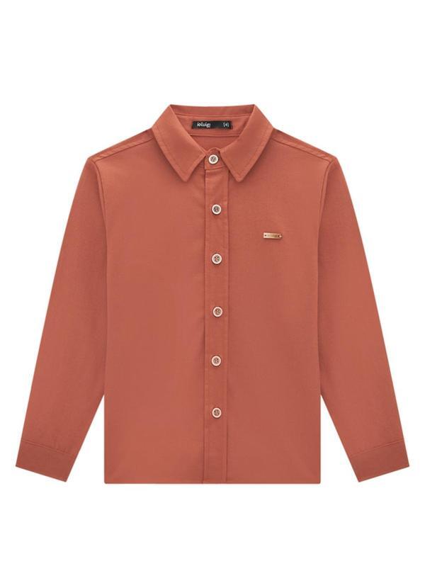 Ioluig - Camisa Infantil Manga Longa em Tricoline Laranja