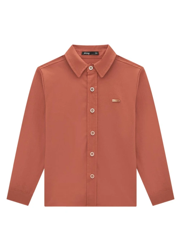 Ioluig - Camisa Infantil Manga Longa em Tricoline Laranja