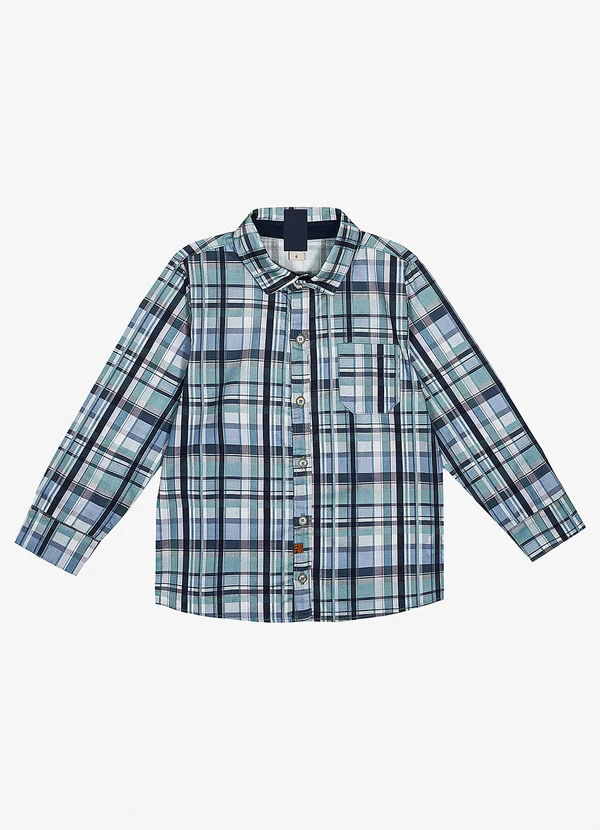 Trick Nick - Camisa Infantil Manga Longa Xadrez Azul 4