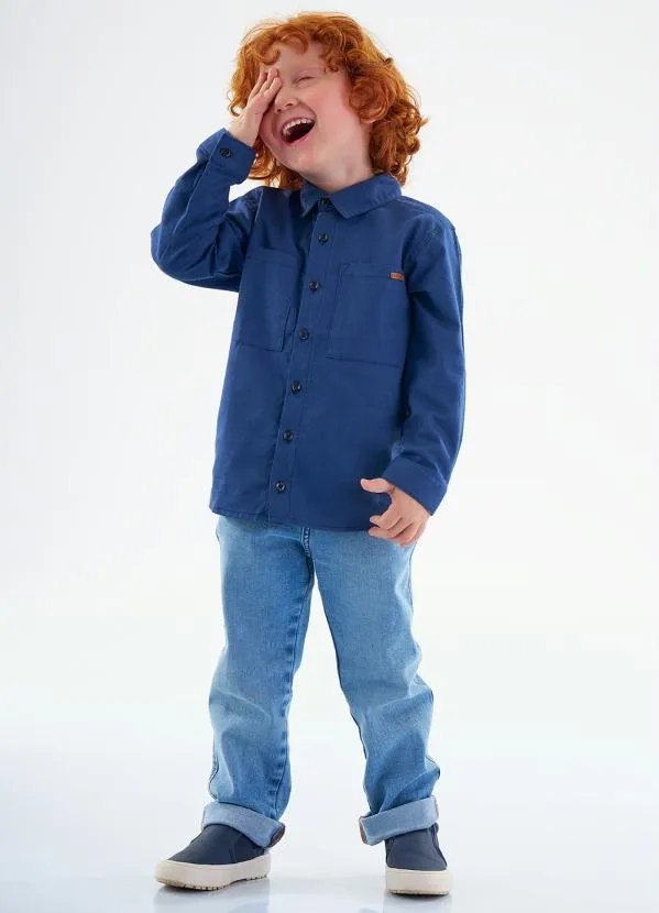 Up Baby - Camisa Infantil Menino Azul 2