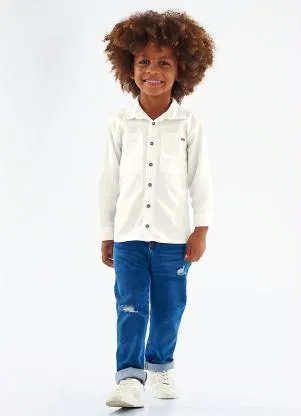 Up Baby - Camisa Infantil Menino Bege - UP BABY