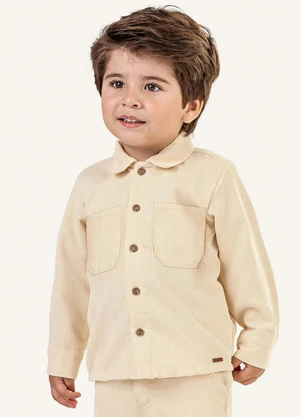 Colorittá - Camisa Infantil Menino Cotelê Bege - COLORITTÁ