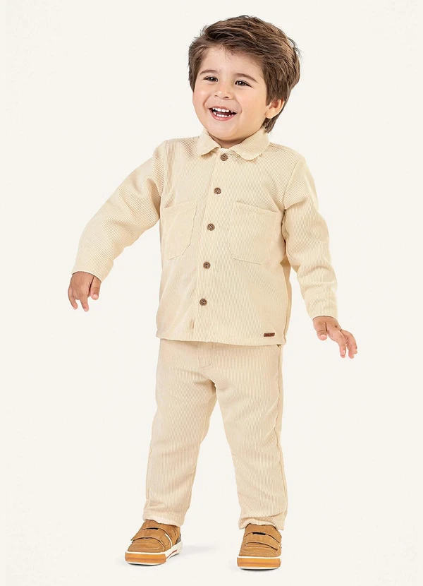 Colorittá - Camisa Infantil Menino Cotelê Bege 2