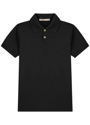 Ioluig - Camisa Infantil Menino Polo em Piquet Preto - IOLUIG
