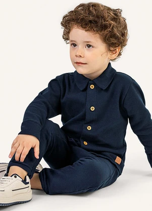 Colorittá - Camisa Infantil Menino Texturizada Azul - COLORITTÁ