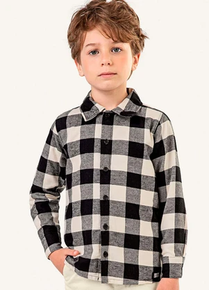 Colorittá - Camisa Infantil Menino Xadrez Flanela Bege - COLORITTÁ