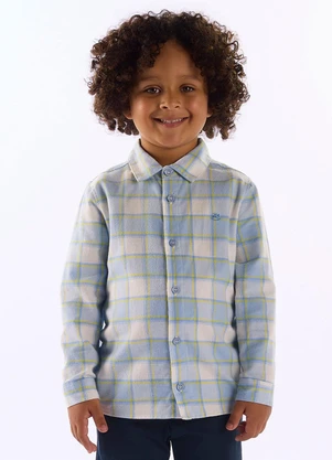 Up Baby - Camisa Infantil para Menino Xadrez Azul - UP BABY