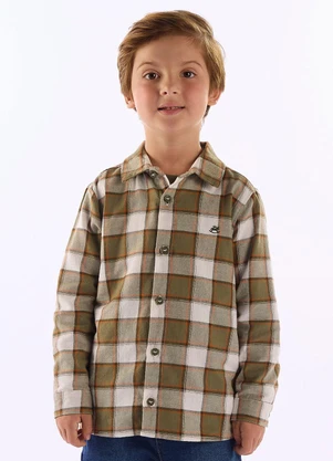 Up Baby - Camisa Infantil para Menino Xadrez Verde - UP BABY