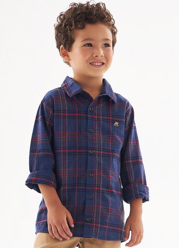 Up Baby - Camisa Infantil Xadrez para Menino Azul