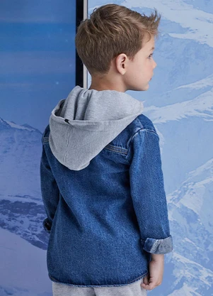 Youccie - Camisa Jeans com Capuz Azul - YOUCCIE