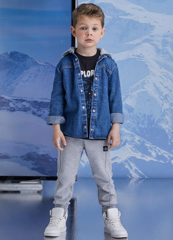 Youccie - Camisa Jeans com Capuz Azul 3