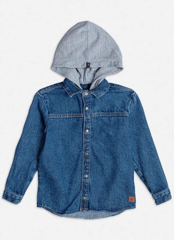 Youccie - Camisa Jeans com Capuz Azul 4