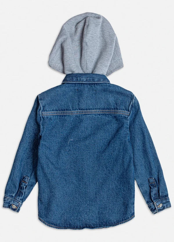 Youccie - Camisa Jeans com Capuz Azul 5
