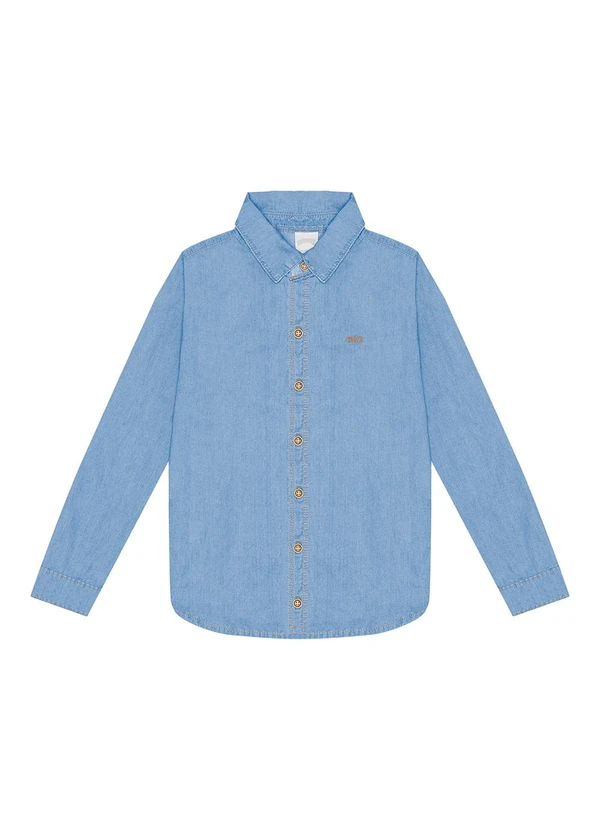 Alakazoo - Camisa Jeans de Mangas Longas com Bordado Azul 4