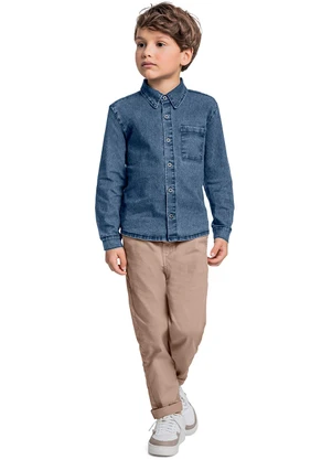 Quimby - Camisa Jeans Infantil para Menino Azul - QUIMBY
